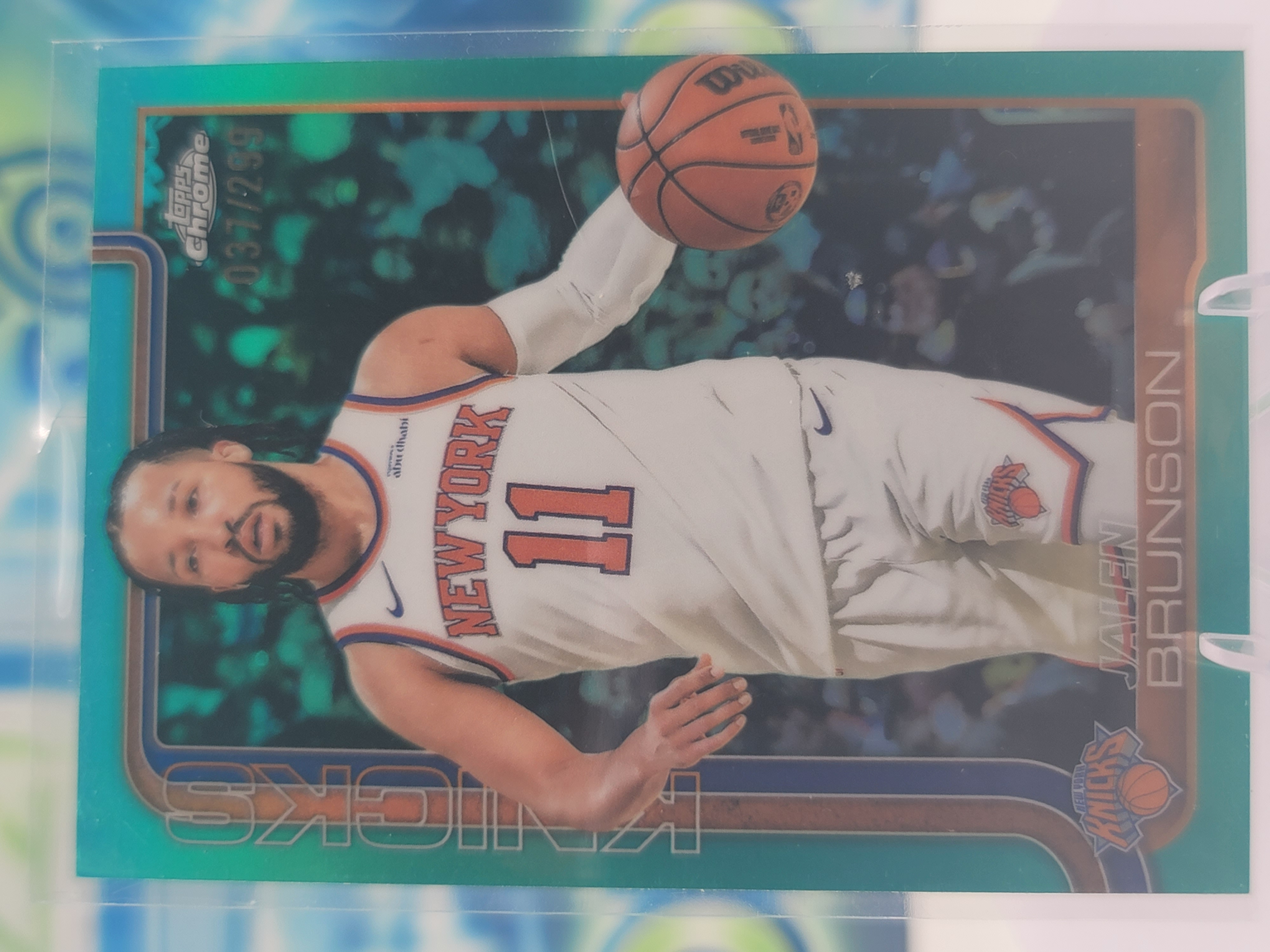 2025 Topps Topps Chrome Jalen Brunson — 2025 Topps Topps Chrome Teal Refractor Jalen Brunson #37 of 299